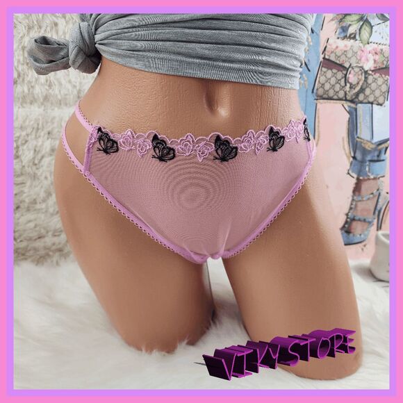 NWT Victoria's Secret PINK Lace Mesh Embroidery Panty Size Medium - Picture 1 of 6